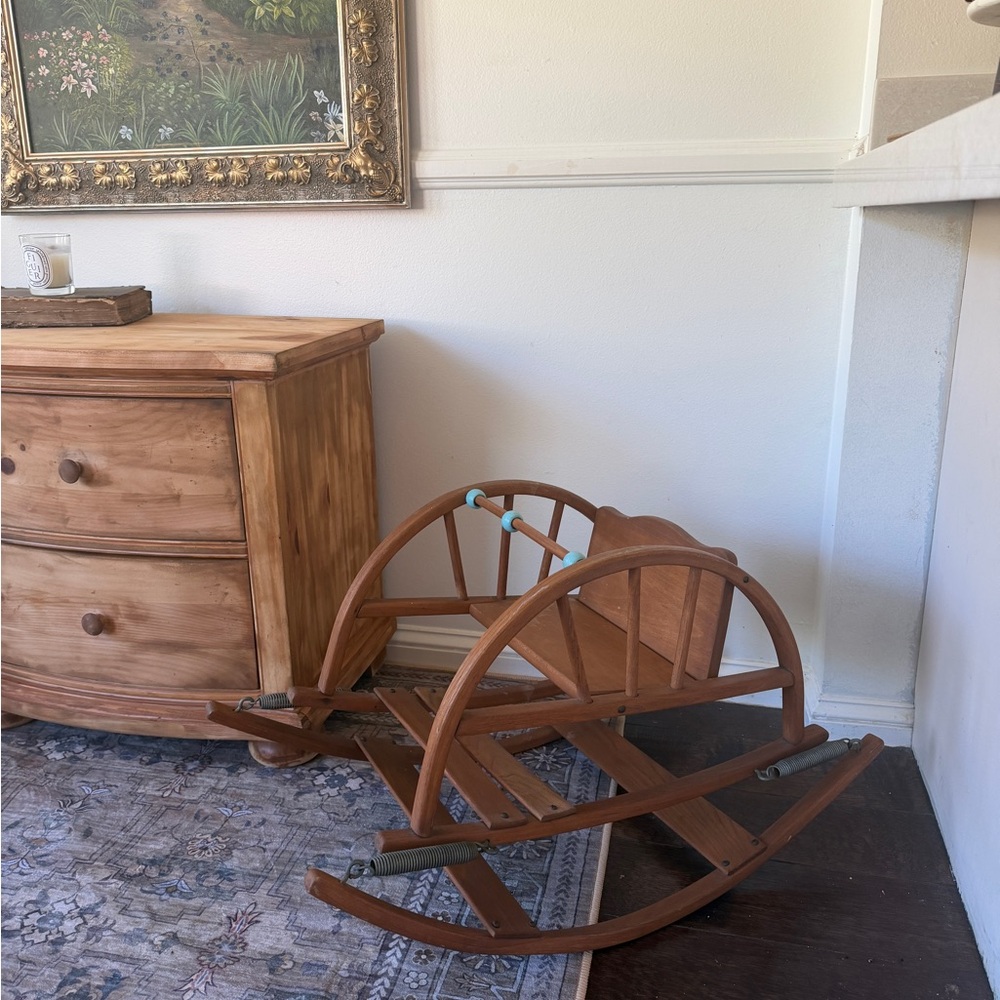 Vintage Wooden Teeter Totter Rocker in Brown and Blue - Picture 10 of 11